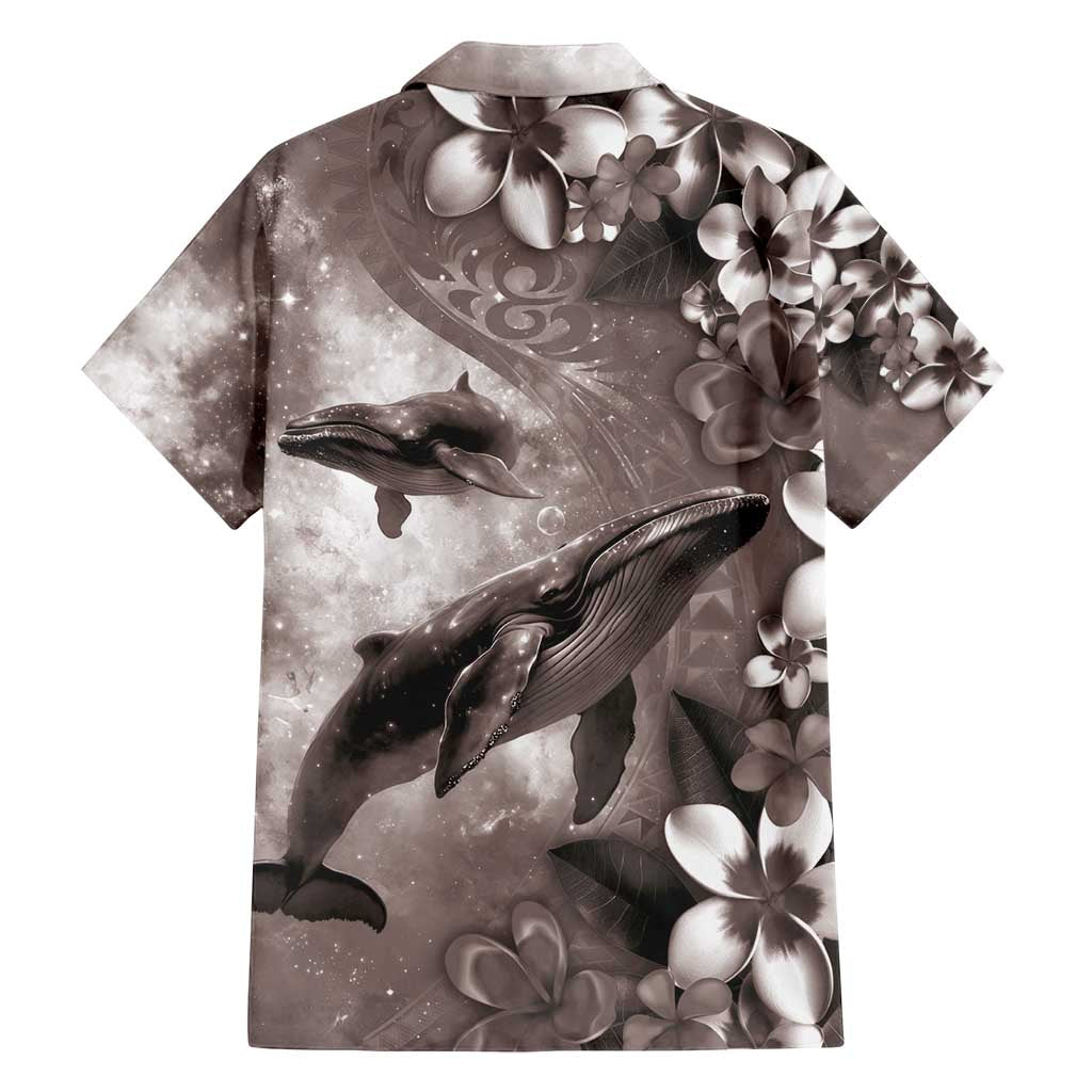 Hawaiian Lei Day Plumeria Humpback Whales Family Matching Tank Maxi Dress and Hawaiian Shirt Polynesian Art Vibrant Starry Nebula Grayscale Style LT03 - Polynesian Pride