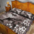 Hawaiian Lei Day Plumeria Humpback Whales Quilt Bed Set Polynesian Art Vibrant Starry Nebula Grayscale Style