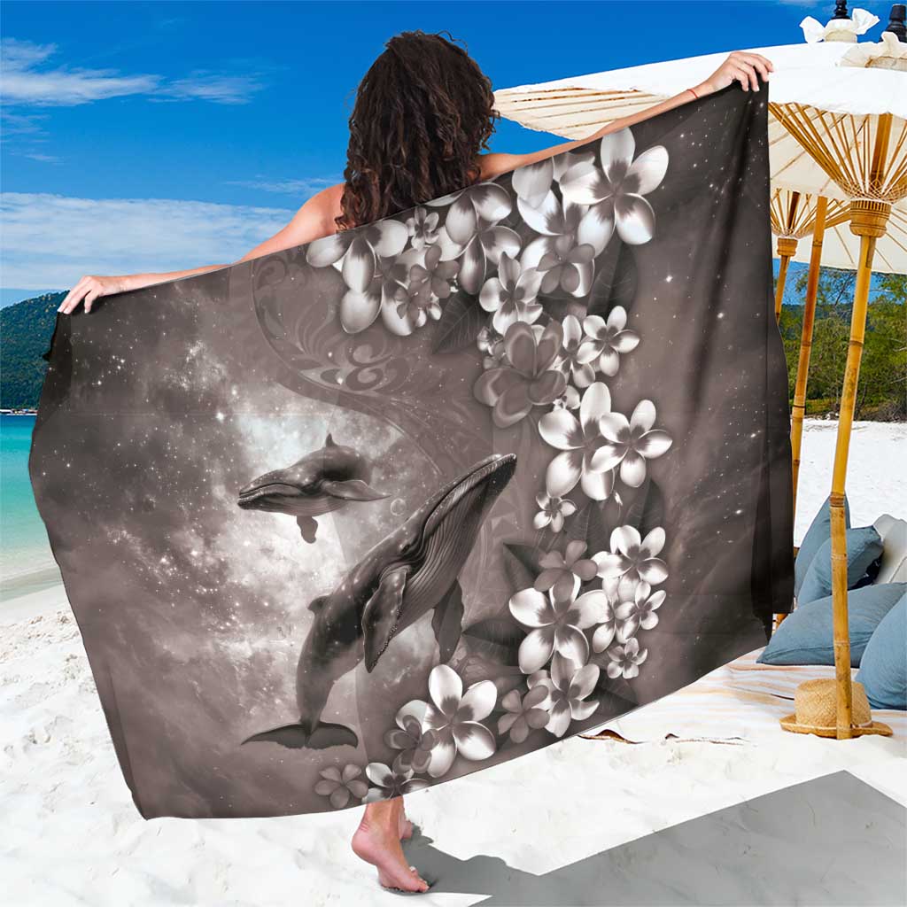 Hawaiian Lei Day Plumeria Humpback Whales Sarong Polynesian Art Vibrant Starry Nebula Grayscale Style LT03 One Size 44 x 66 inches Art - Polynesian Pride