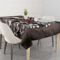 Hawaiian Lei Day Plumeria Humpback Whales Tablecloth Polynesian Art Vibrant Starry Nebula Grayscale Style
