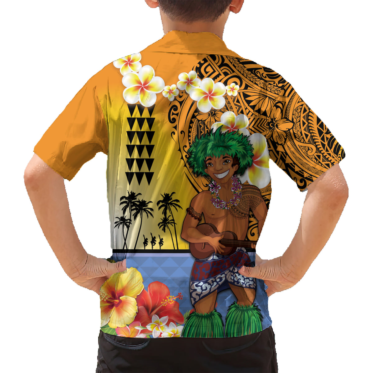 Happy Lei Day Hawaiian Shirt Hula Male Dancer Polynesian Flower Kakau Pattern