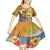 Happy Lei Day Kid Short Sleeve Dress Hula Male Dancer Polynesian Flower Kakau Pattern