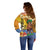 Happy Lei Day Off Shoulder Sweater Hula Male Dancer Polynesian Flower Kakau Pattern