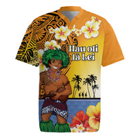 Happy Lei Day Rugby Jersey Hula Male Dancer Polynesian Flower Kakau Pattern