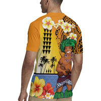 Happy Lei Day Rugby Jersey Hula Male Dancer Polynesian Flower Kakau Pattern