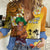 Happy Lei Day Women Casual Shirt Hula Male Dancer Polynesian Flower Kakau Pattern
