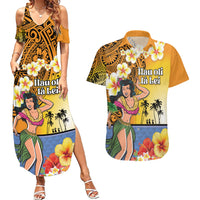 Happy Lei Day Couples Matching Summer Maxi Dress and Hawaiian Shirt Hula Girl Polynesian Flower Kakau Pattern