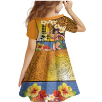 Happy Lei Day Family Matching Mermaid Dress and Hawaiian Shirt Hula Girl Polynesian Flower Kakau Pattern