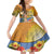 Happy Lei Day Kid Short Sleeve Dress Hula Girl Polynesian Flower Kakau Pattern
