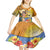 Happy Lei Day Kid Short Sleeve Dress Hula Girl Polynesian Flower Kakau Pattern