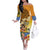 Happy Lei Day Off The Shoulder Long Sleeve Dress Hula Girl Polynesian Flower Kakau Pattern