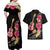 Ukulele mix Polynesian Flower Couples Matching Off Shoulder Maxi Dress and Hawaiian Shirt Hawaiian Tribal Pattern