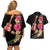 Ukulele mix Polynesian Flower Couples Matching Off Shoulder Short Dress and Hawaiian Shirt Hawaiian Tribal Pattern