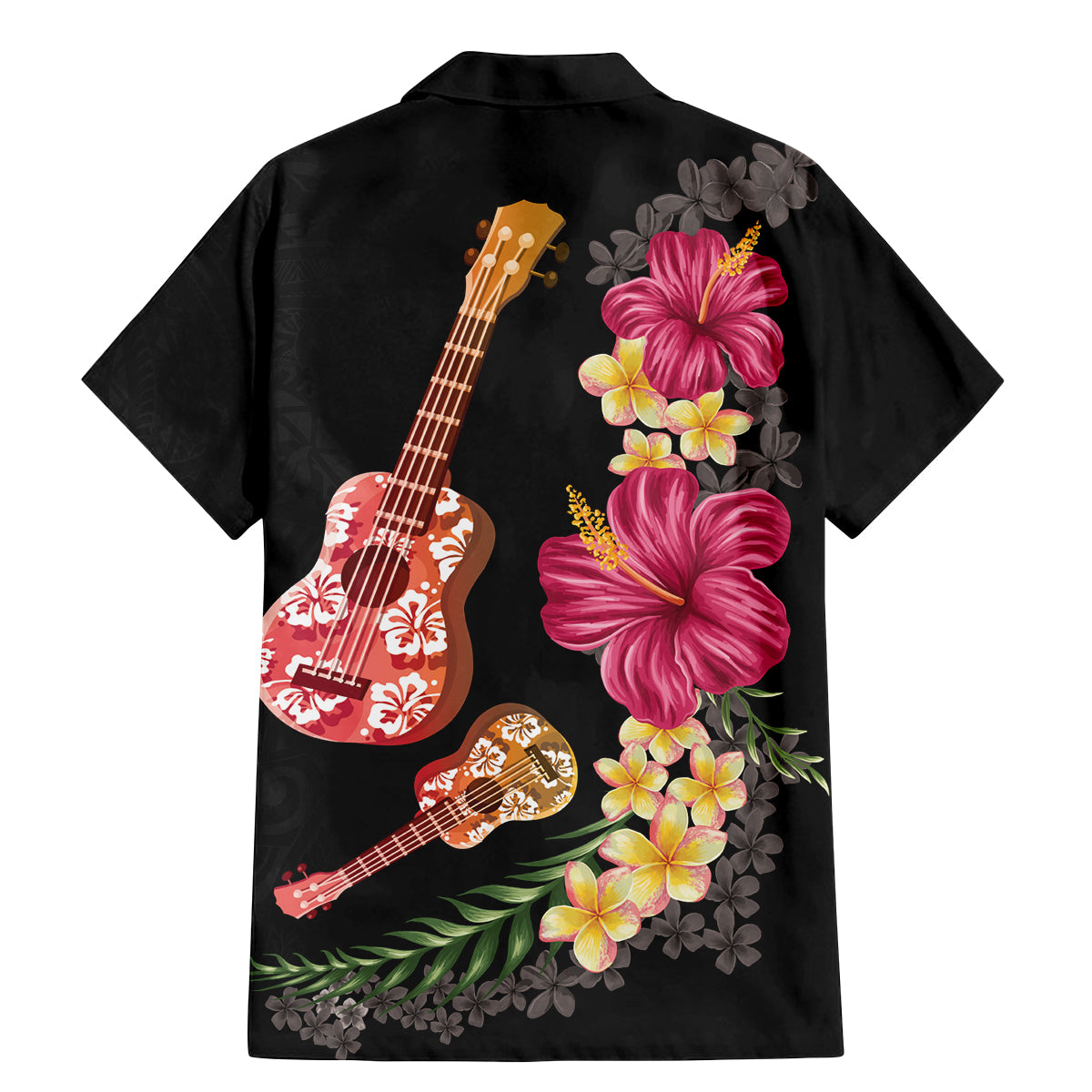 Ukulele mix Polynesian Flower Family Matching Mermaid Dress and Hawaiian Shirt Hawaiian Tribal Pattern