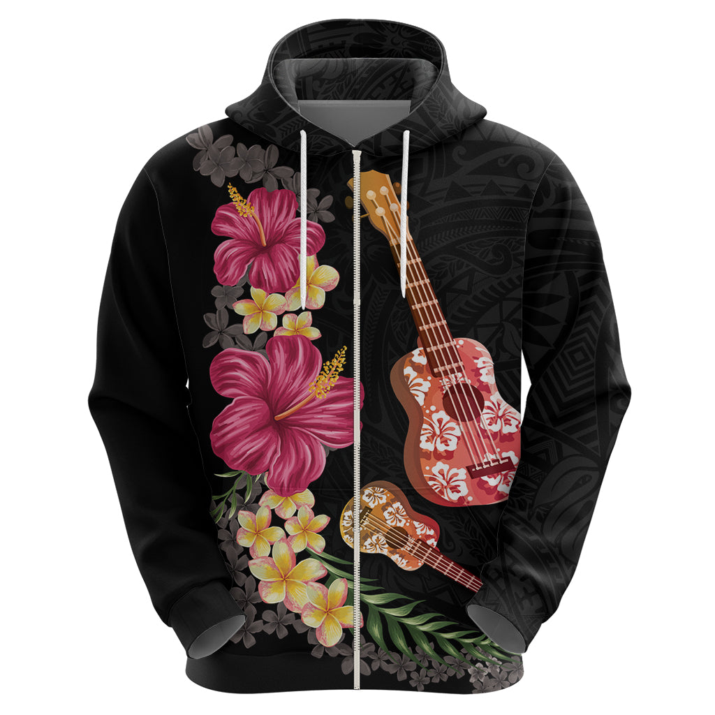 Ukulele mix Polynesian Flower Hoodie Hawaiian Tribal Pattern