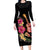 Ukulele mix Polynesian Flower Long Sleeve Bodycon Dress Hawaiian Tribal Pattern