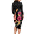 Ukulele mix Polynesian Flower Long Sleeve Bodycon Dress Hawaiian Tribal Pattern