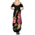 Ukulele mix Polynesian Flower Summer Maxi Dress Hawaiian Tribal Pattern