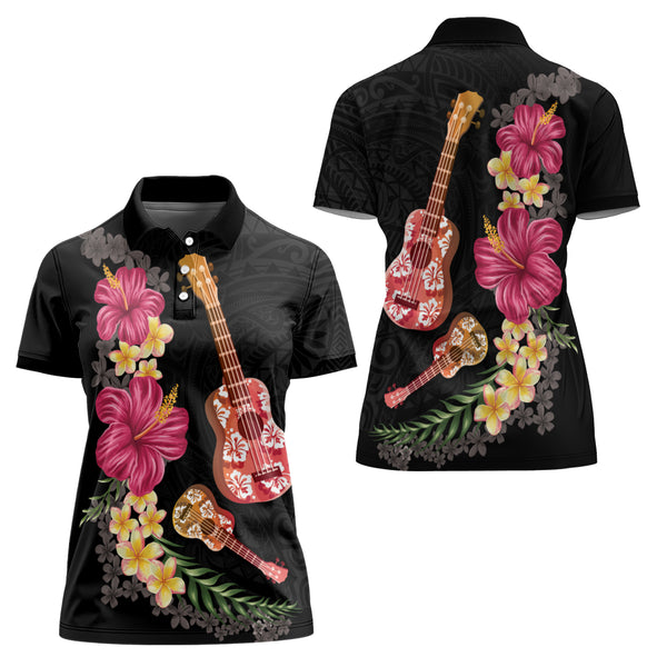 Polynesian Polo Shirt Tropical Flowers Polynesian Tribal Motif