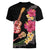 Ukulele mix Polynesian Flower Women V-Neck T-Shirt Hawaiian Tribal Pattern