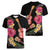 Ukulele mix Polynesian Flower Women V-Neck T-Shirt Hawaiian Tribal Pattern