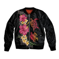 Hawaiian Flower and Tribal Turtle Bomber Jacket Colorful Style