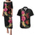 Hawaiian Flower and Tribal Turtle Couples Matching Puletasi and Hawaiian Shirt Colorful Style