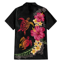 Hawaiian Flower and Tribal Turtle Family Matching Off The Shoulder Long Sleeve Dress and Hawaiian Shirt Colorful Style LT03 - Polynesian Pride