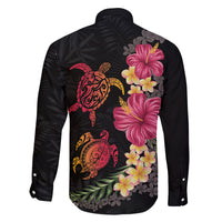 Hawaiian Flower and Tribal Turtle Family Matching Off Shoulder Short Dress and Hawaiian Shirt Colorful Style LT03 - Polynesian Pride
