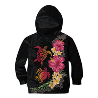 Hawaiian Flower and Tribal Turtle Kid Hoodie Colorful Style