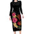 Hawaiian Flower and Tribal Turtle Long Sleeve Bodycon Dress Colorful Style