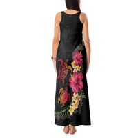 Hawaiian Flower and Tribal Turtle Tank Maxi Dress Colorful Style