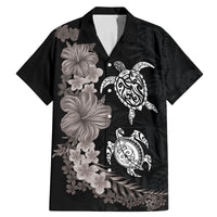 Hawaiian Flower and Tribal Turtle Family Matching Mermaid Dress and Hawaiian Shirt Grayscale Mode