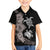 Hawaiian Flower and Tribal Turtle Kid Hawaiian Shirt Grayscale Mode