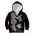 Hawaiian Flower and Tribal Turtle Kid Hoodie Grayscale Mode