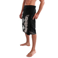 Hawaiian Flower and Tribal Turtle Lavalava Grayscale Mode