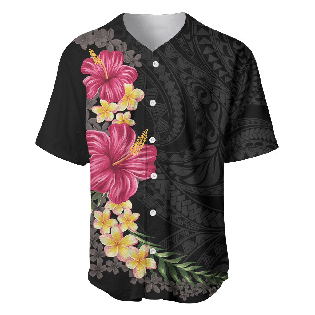 Hawaiian Plumeria and Hibiscus Baseball Jersey Colorful Style