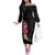 Hawaiian Plumeria and Hibiscus Off The Shoulder Long Sleeve Dress Colorful Style