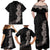 Hawaiian Plumeria and Hibiscus Family Matching Off Shoulder Maxi Dress and Hawaiian Shirt Grayscale Mode