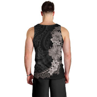 Hawaiian Plumeria and Hibiscus Men Tank Top Grayscale Mode