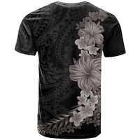 Hawaiian Plumeria and Hibiscus T Shirt Grayscale Mode