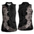 Hawaiian Plumeria and Hibiscus Women Sleeveless Polo Shirt Grayscale Mode