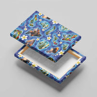 Hawaiian Island Shapes-Iconic Landscape Canvas Wall Art with Plumeria and Palaka Blue Color LT03 - Polynesian Pride