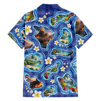 Hawaiian Island Shapes-Iconic Landscape Hawaiian Shirt with Plumeria and Palaka Blue Color LT03 - Polynesian Pride