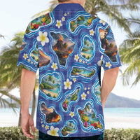 Hawaiian Island Shapes-Iconic Landscape Hawaiian Shirt with Plumeria and Palaka Blue Color LT03 - Polynesian Pride