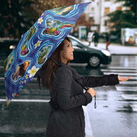 Hawaiian Island Shapes-Iconic Landscape Umbrella with Plumeria and Palaka Blue Color LT03 - Polynesian Pride