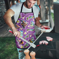 Hawaiian Island Shapes-Iconic Landscape Apron with Plumeria and Palaka Purple Color LT03 - Polynesian Pride