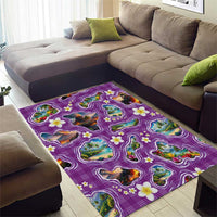 Hawaiian Island Shapes-Iconic Landscape Area Rug with Plumeria and Palaka Purple Color LT03 - Polynesian Pride