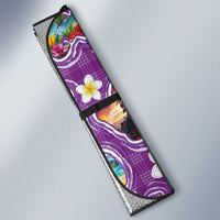Hawaiian Island Shapes-Iconic Landscape Auto Sun Shade with Plumeria and Palaka Purple Color LT03 - Polynesian Pride