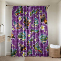 Hawaiian Island Shapes-Iconic Landscape Bathroom Set with Plumeria and Palaka Purple Color LT03 Shower Curtain Only Purple - Polynesian Pride